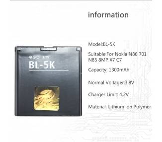 Bateria Nokia Bl-5K Bl5K Bl 5K N85 N86 C7 X7 701