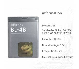 Battery For Nokia 7370 , Part Number: BL-4B
