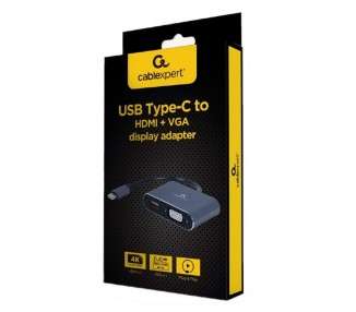 Gembird Adaptador USB Type C a HDMI VGA Gris