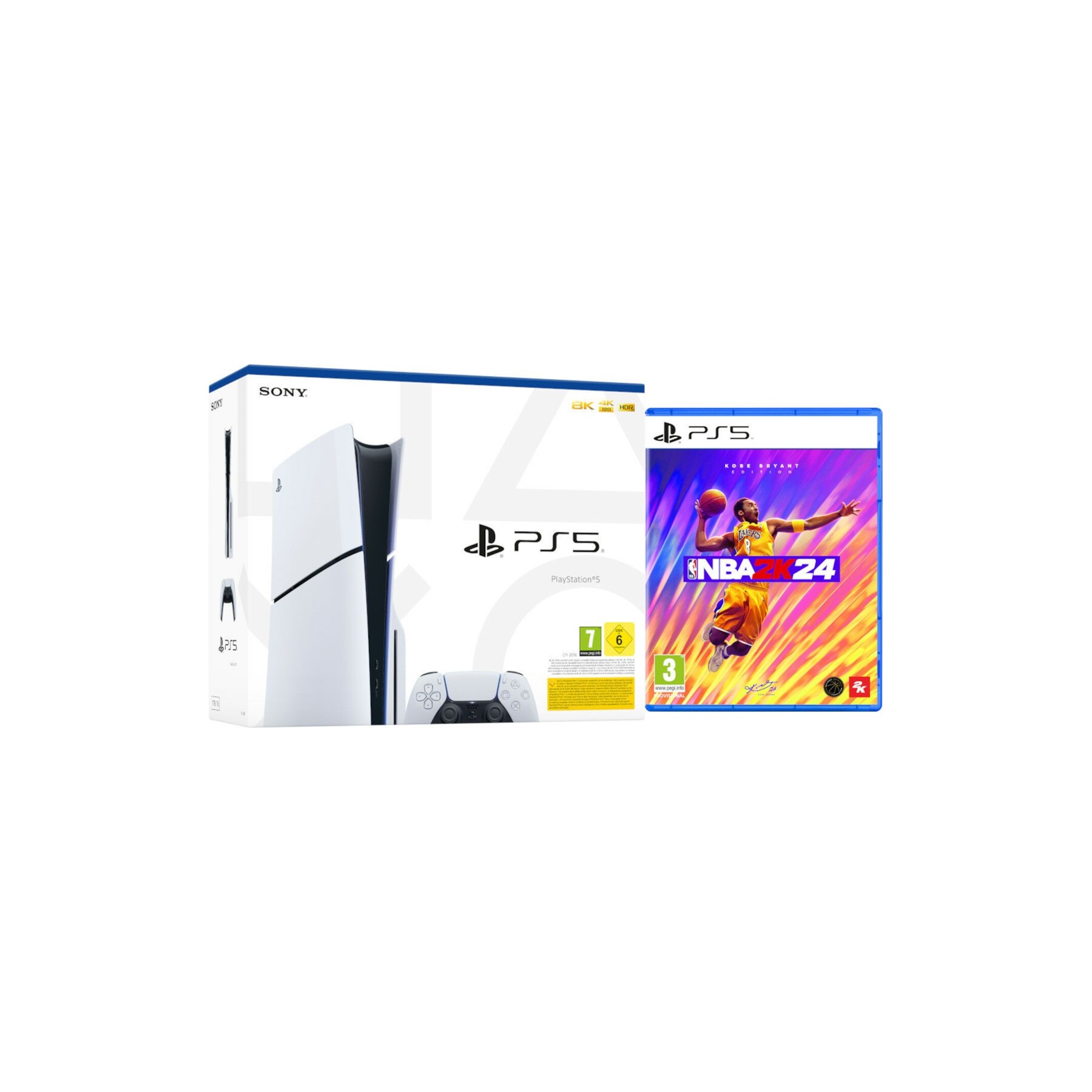 CONSOLA WHITE SLIM EDITION + DUALSENSE (1TB) + NBA 2K24 (EDICION KOBE BRYANT)