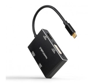 Nanocable Coversor USB C a HDMI DVI DP VGA H 10cm