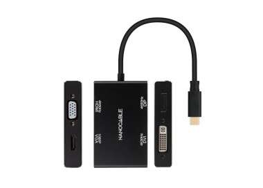 Nanocable Coversor USB C a HDMI DVI DP VGA H 10cm