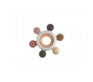 Magni - Teether Rudder with wooden center ring - Multi colored (5547)