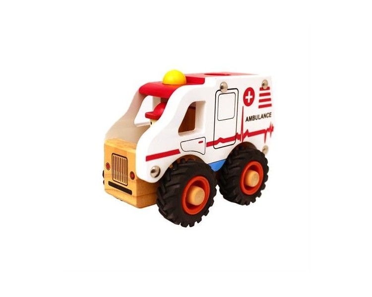 Magni - Wooden ambulance with rubber wheels (2626)