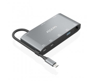 pul libAISENS USB C DOCK 8 EN 1 USB C A 1xHDMI 1xVGA 1xRJ45 2xUSB A 2xUSB C 5G 1xUSB C PD GRIS 20CM b li libDescripcion b li li