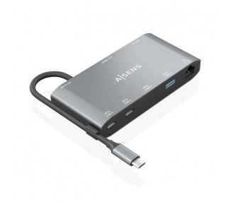 pul libAISENS USB C DOCK 8 EN 1 USB C A 1xHDMI 1xVGA 1xRJ45 2xUSB A 2xUSB C 5G 1xUSB C PD GRIS 20CM b li libDescripcion b li li