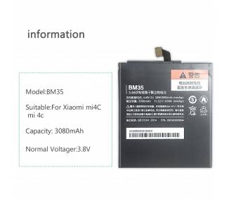 Bateria Para Xiaomi Mi4C Mi 4C Redmi 4C, Mpn Original: Bm35