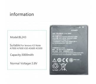 Bateria Original Lenovo Bl243 Para Lenovo K3 Note