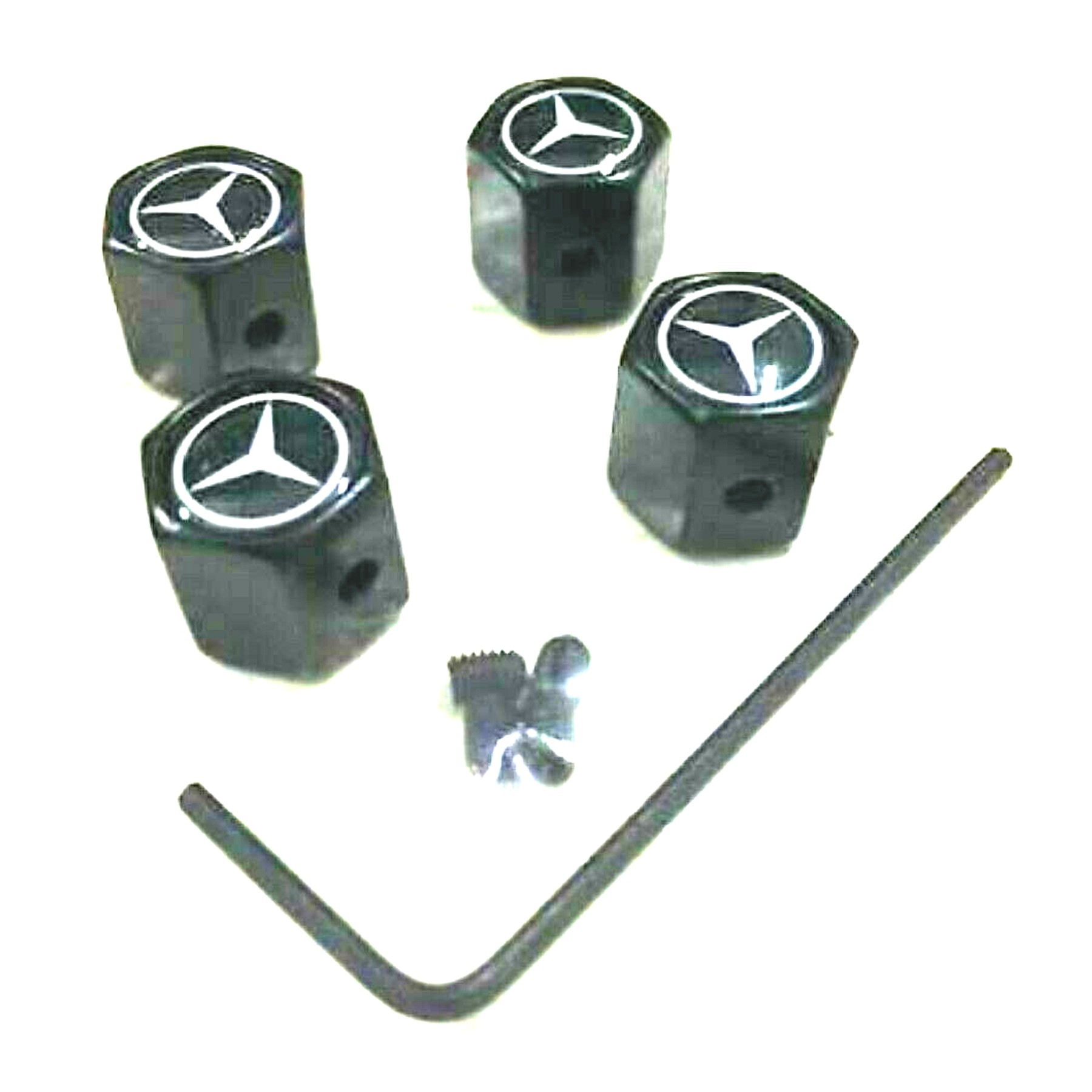 Tapones De Válvula, Negro Antirrobo, Logo Mercedes, Tapon Valvula Rueda