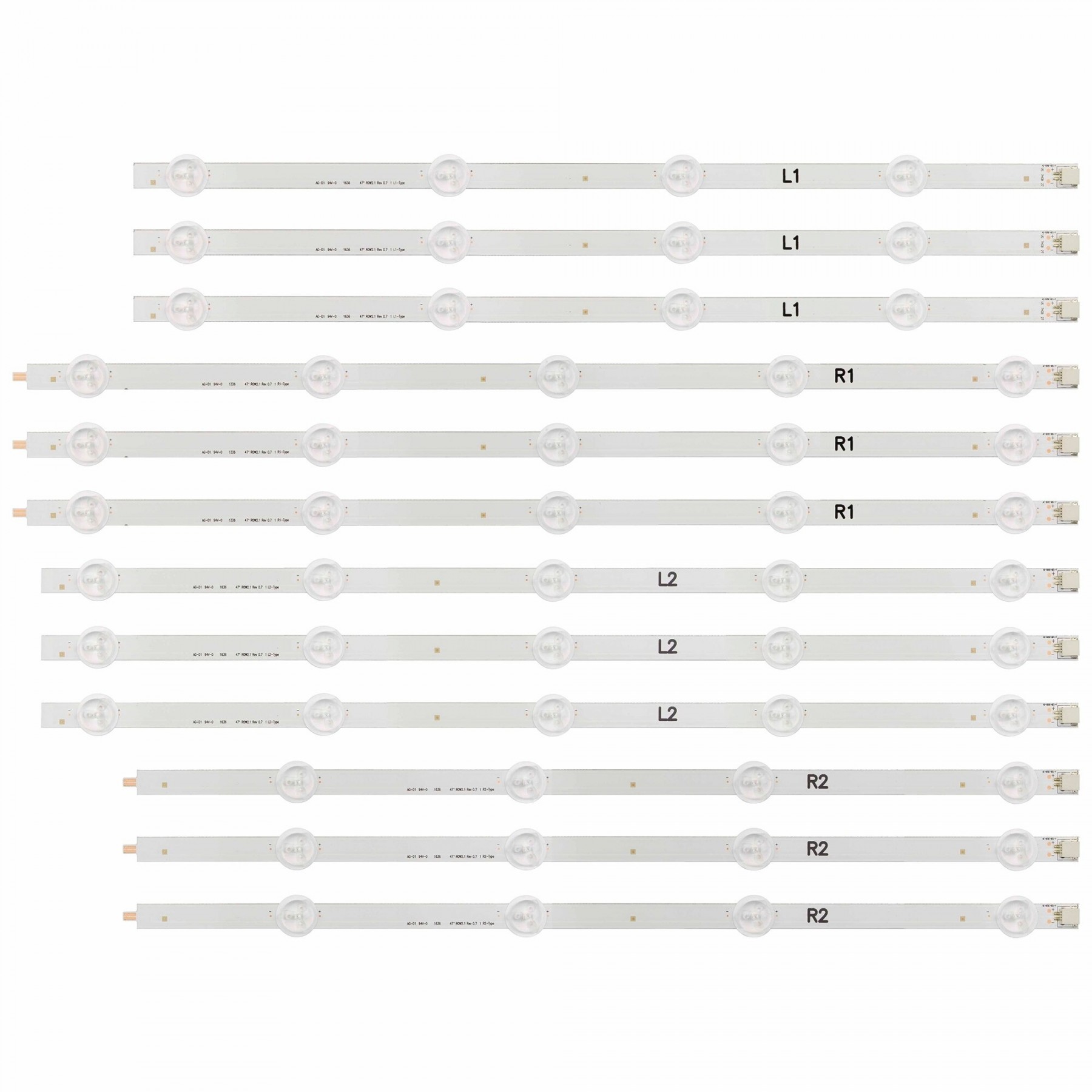 Kit 12 piezas tira LED repuesto para LG 47LN5200 47LN5400 47LN5700 47LN5750 47LN