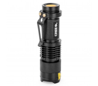 Mini linterna led CREE Q5 7W 300LM Flashlight con zoom impermeable caza pesca