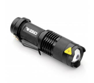 Mini Linterna Led Cree Q5 7W 300Lm Flashlight Con Zoom Impermeable Caza Pesca
