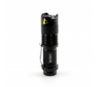 Mini Linterna Led Cree Q5 7W 300Lm Flashlight Con Zoom Impermeable Caza Pesca
