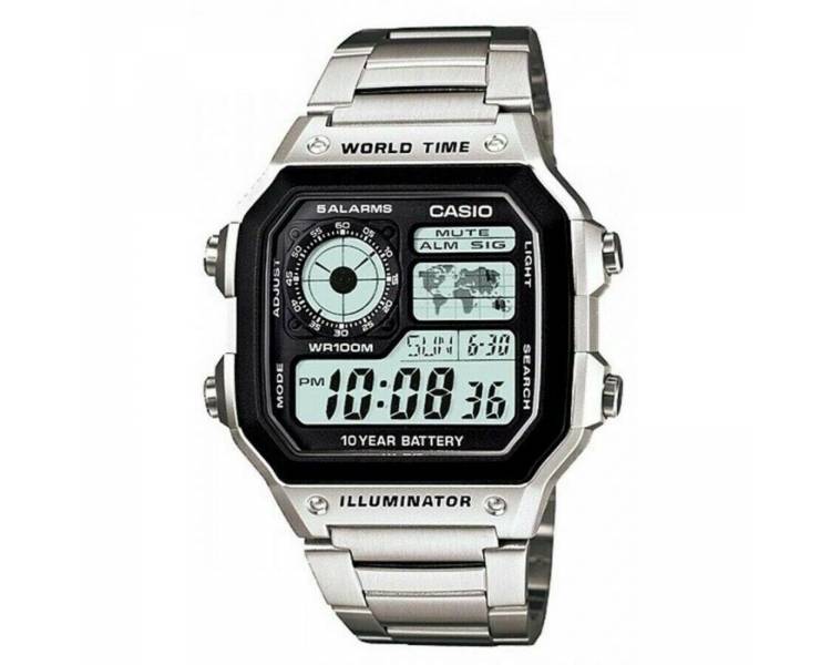Reloj Digital Casio Ae-1200Whd-1A, Hora Mundial, 5 Alarmas Temporizadores