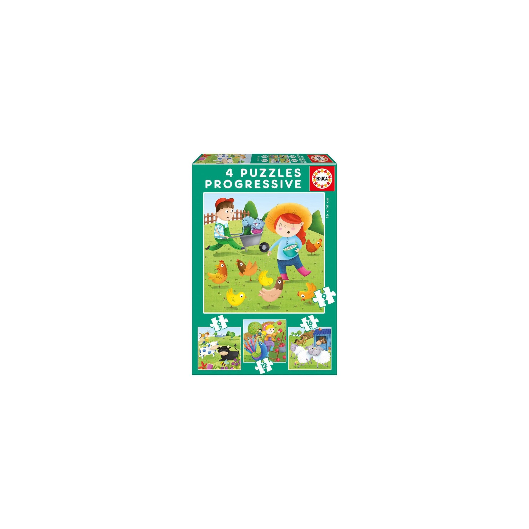 Puzzles progresivos Animales de la Granja 6-9-12-16pz