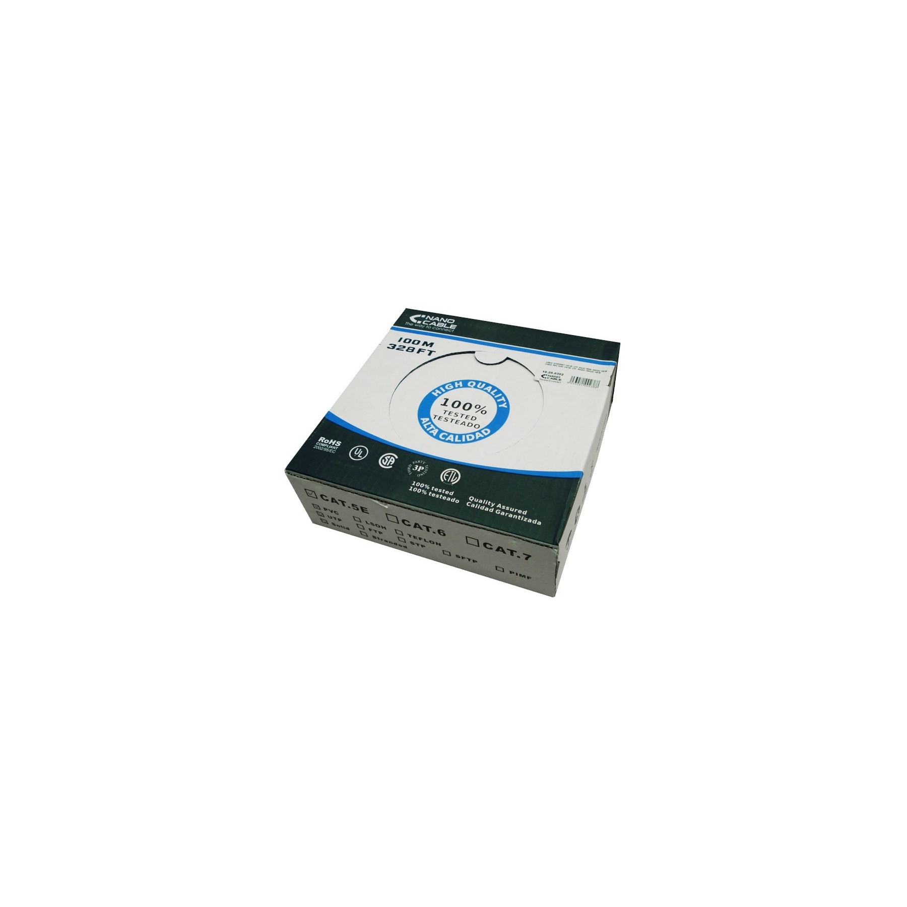 Cable Red Utp Cat5E Rj45 Nanocable 100M Rigido