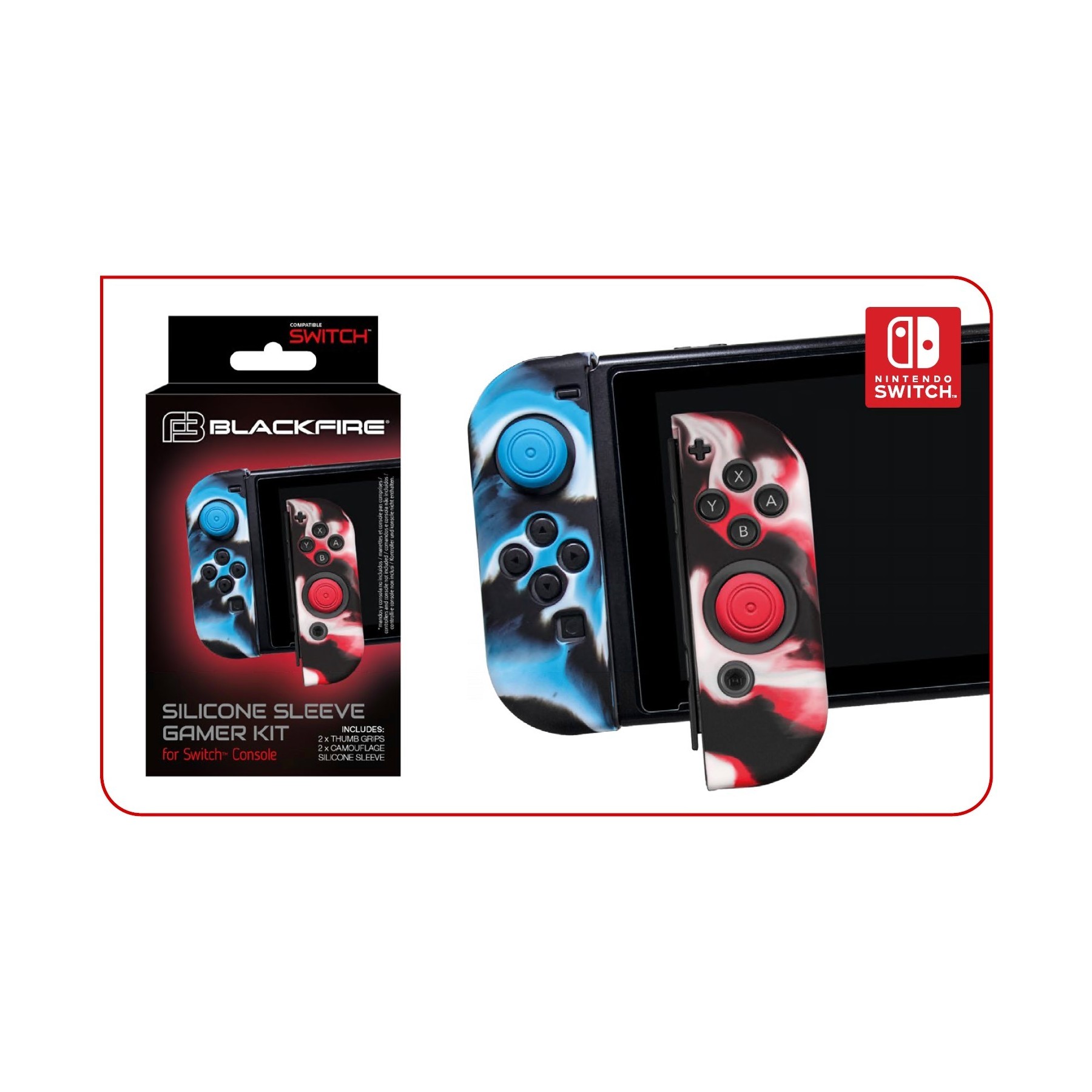 Silicone Sleeve Joycon Gamer Kit Blackfire N Switch