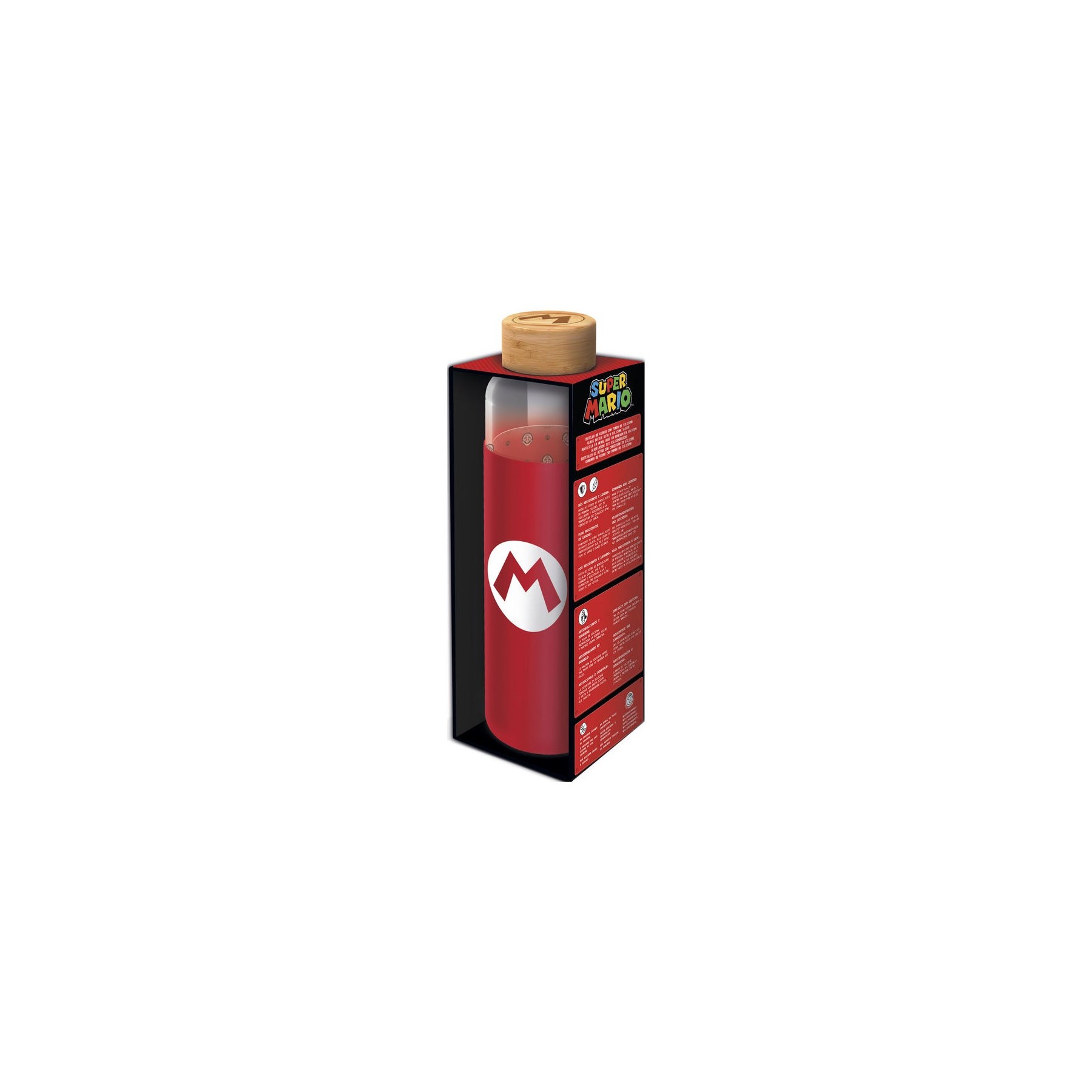 Botella Cristal Super Mario Bros Nintendo Funda Silicona 585