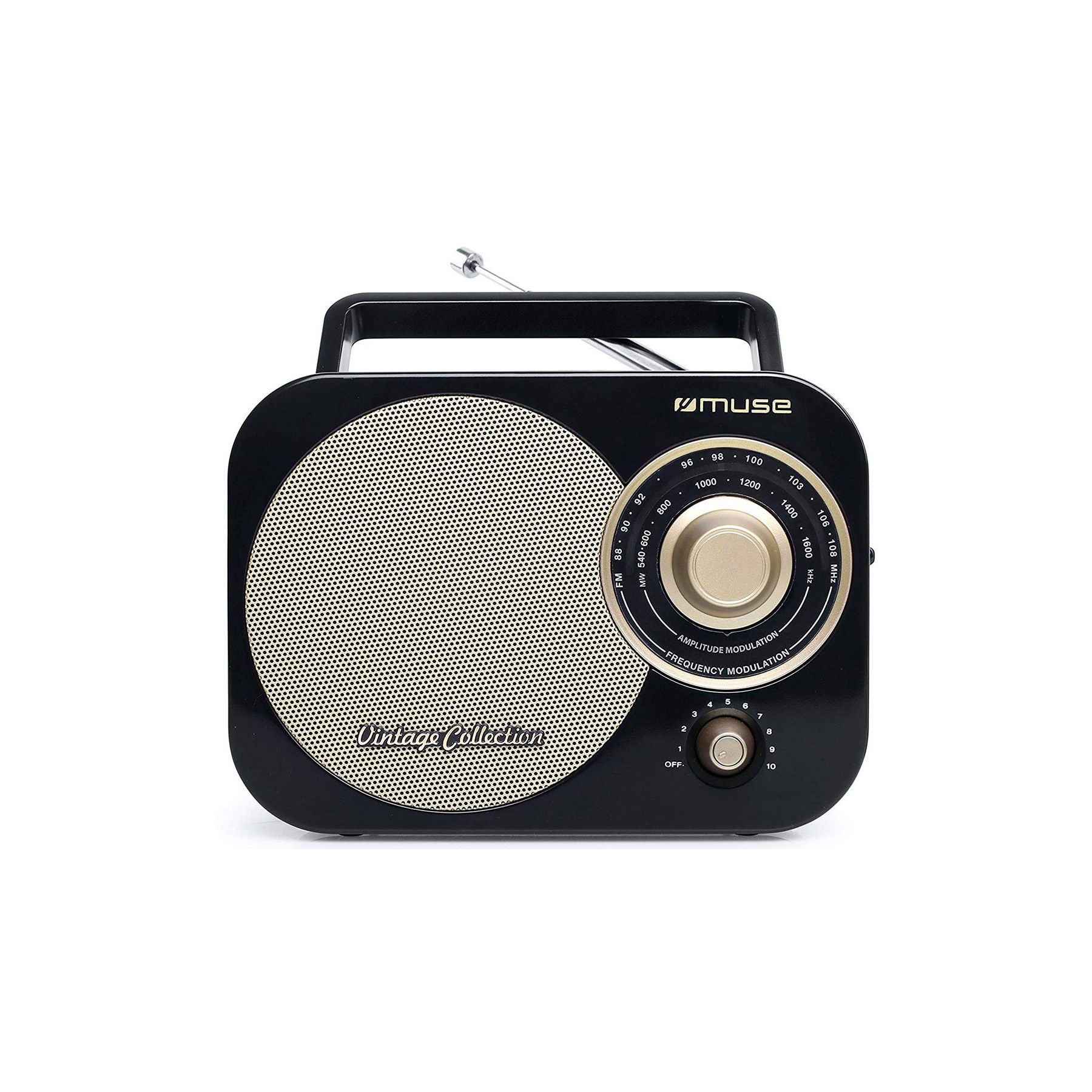 Radio Muse M-055 Rb Negro Oro Radio Analógica Fm/Am