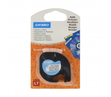Cintas Letratag Plástico 12Mm X 4 M Negro/Blanco Dymo S07216