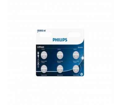 Pack De 6 Pilas De Botón Philips Cr2032/ 3V