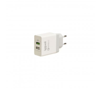 Iggual Cargador 2Xusb Carga Rápida Qc3.0 30W