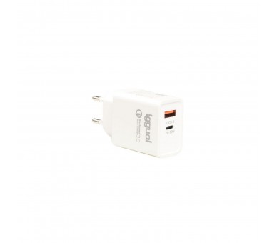Iggual Cargador Doble Usb Qc3.0 + Tipo C Pd 20W