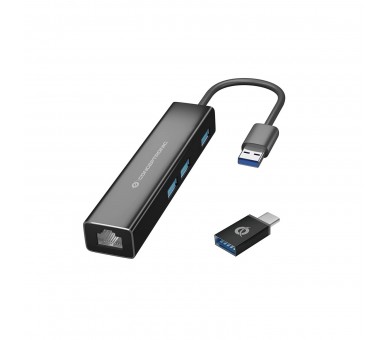 Adaptador Usb A Gigabit Ethernet Rj45 Conceptronic Con Hub U