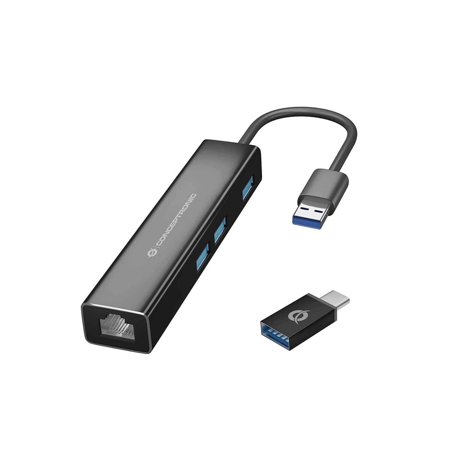 Adaptador Usb A Gigabit Ethernet Rj45 Conceptronic Con Hub U