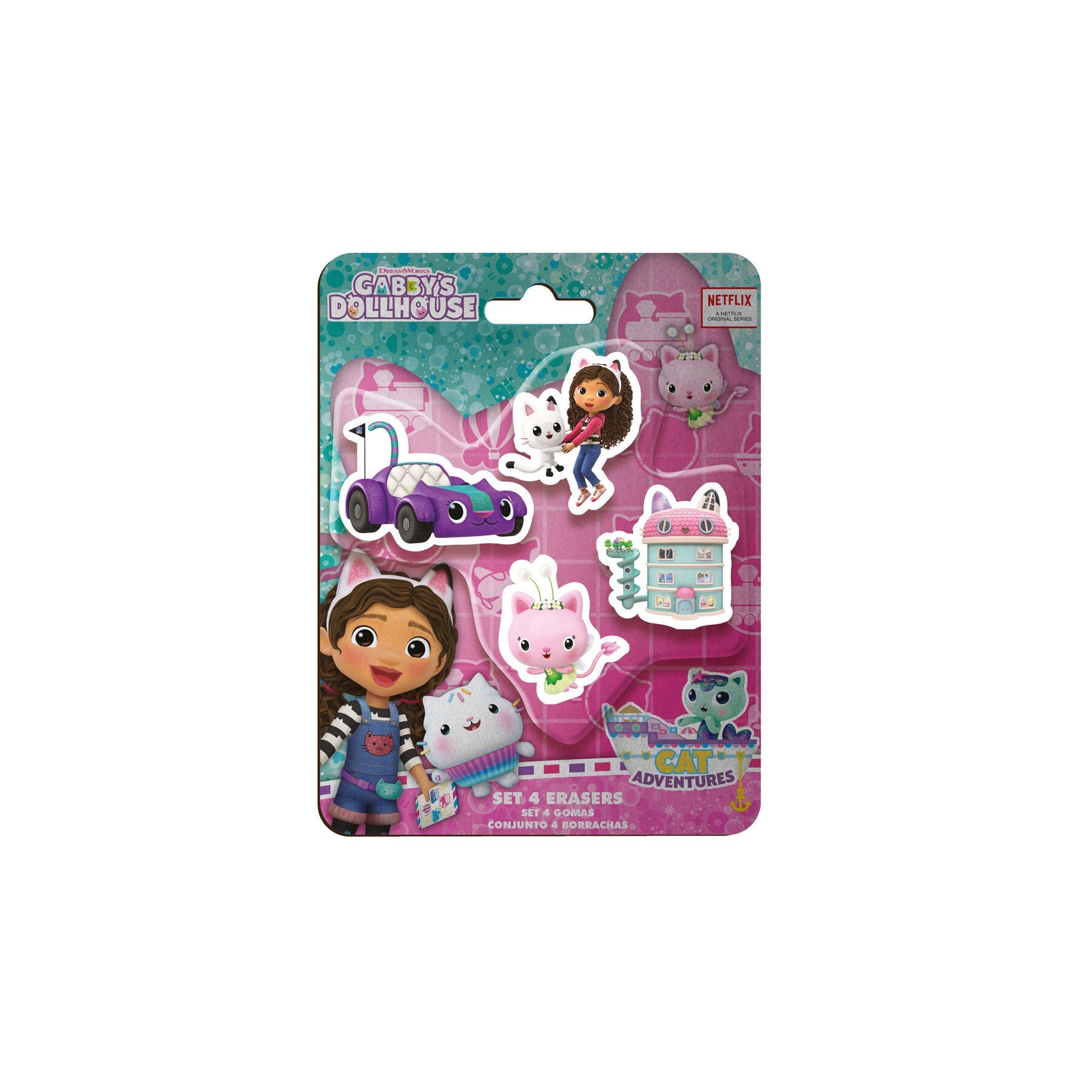 Blister 4 Gomas De Borrar La Casa De Muñeas De Gabby 12 Unid