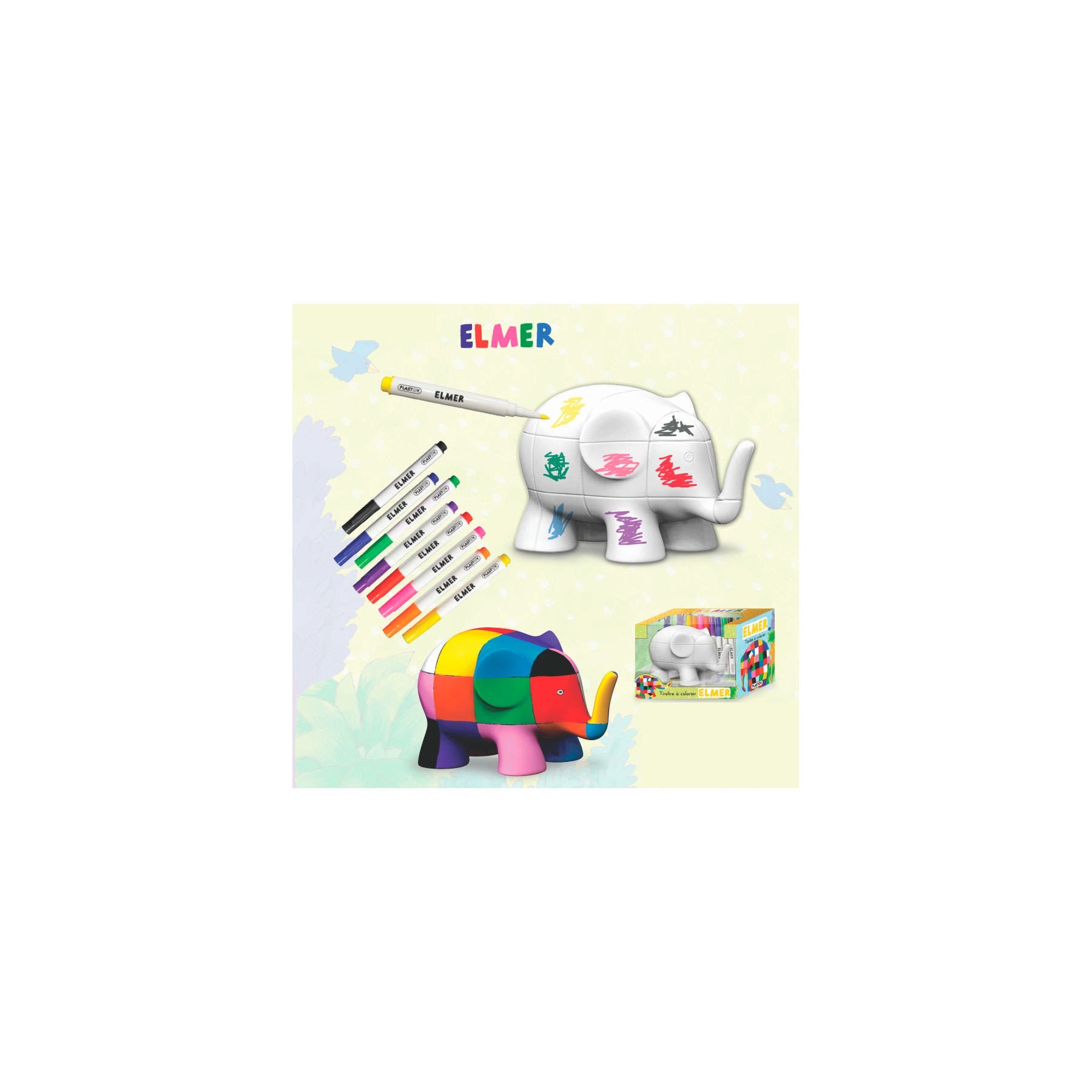 Hucha Elmer Coloring Money Box