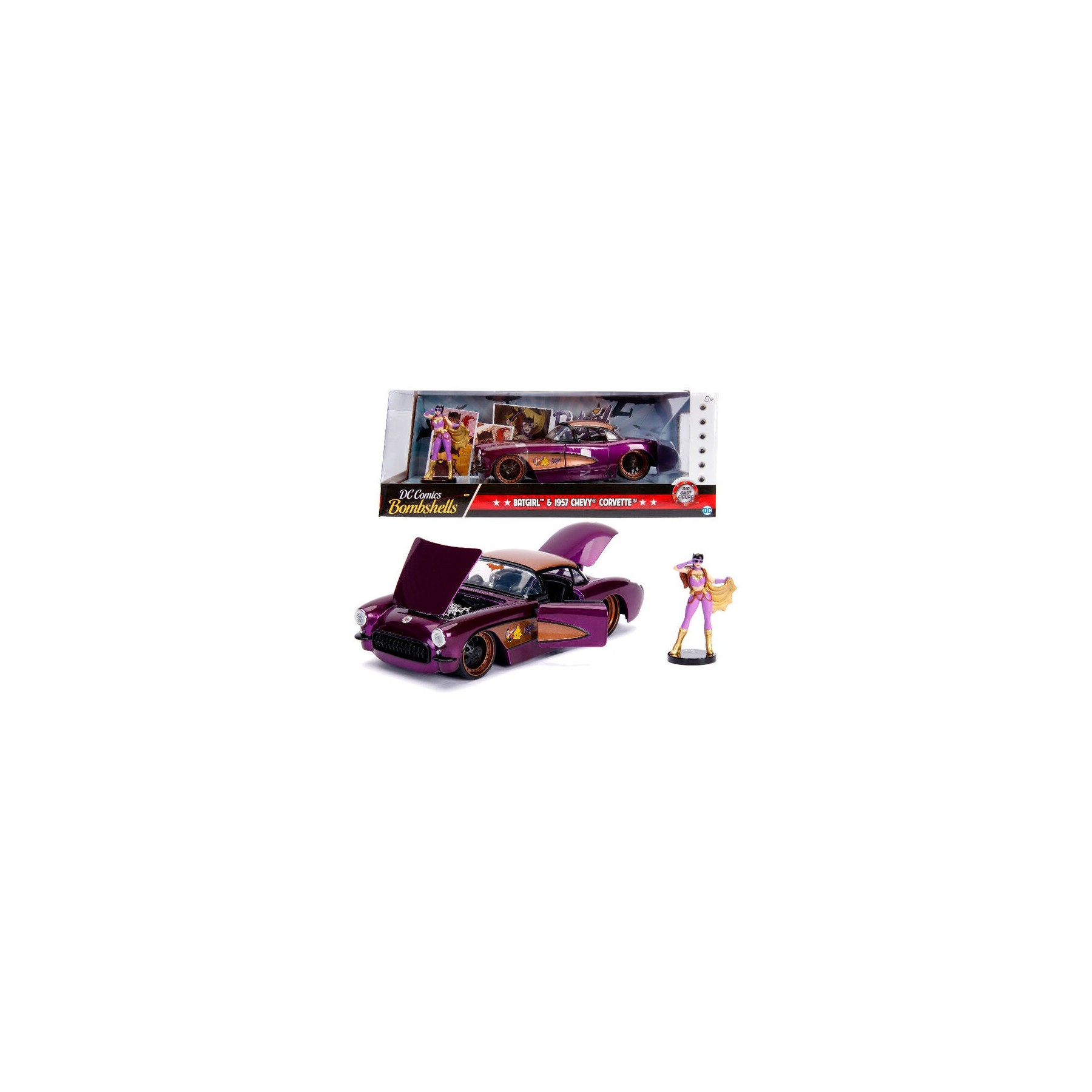 Set Figuras Chevy Corvette 1957 Y Batgirl 1:24