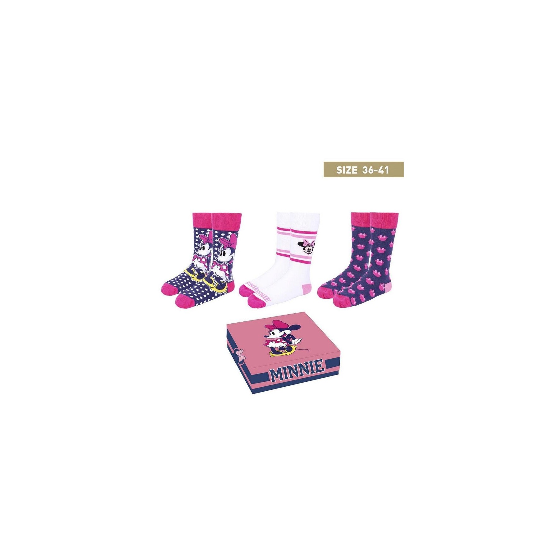 Set De Calcetines Disney Minnie Mouse Talla 36/41