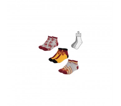 Pack 3 Calcetines Tobillero Harry Potter Gryffindor Tallas: