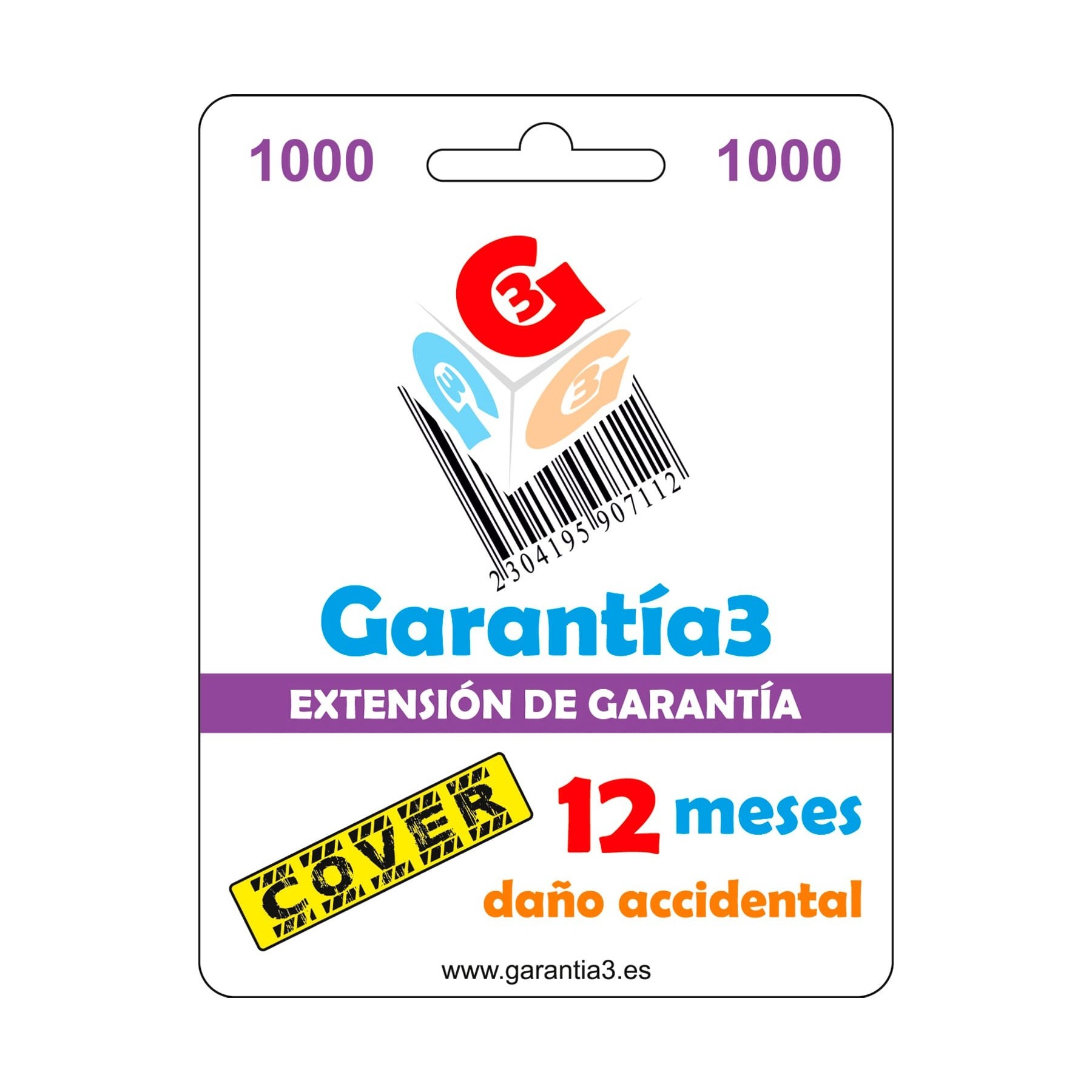 Garantía3 Cover 1000 / Garantía Por Rotura Y Daño Accidental