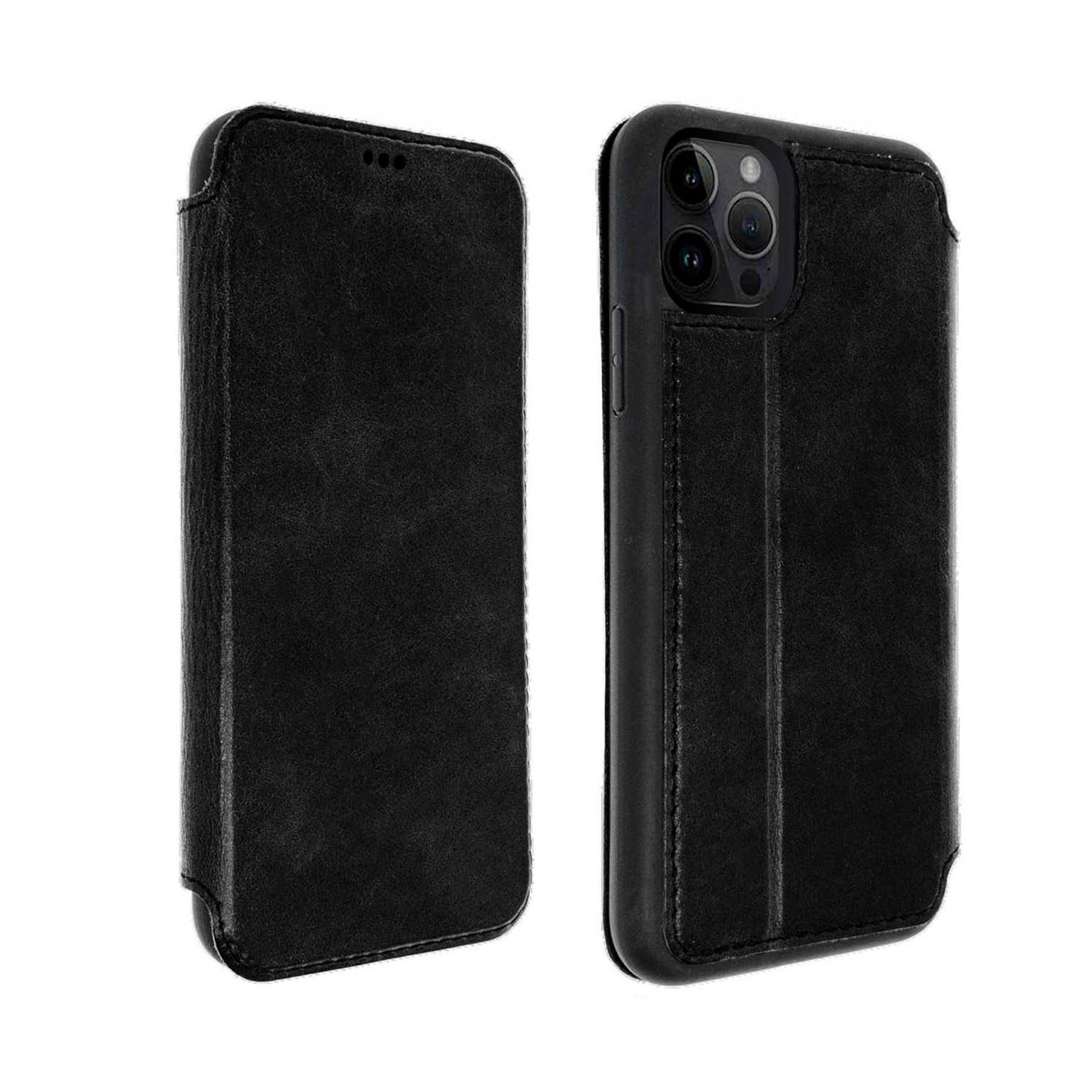 Akashi Funda Folio Con Estand De Cuero Negro / Apple Iphone