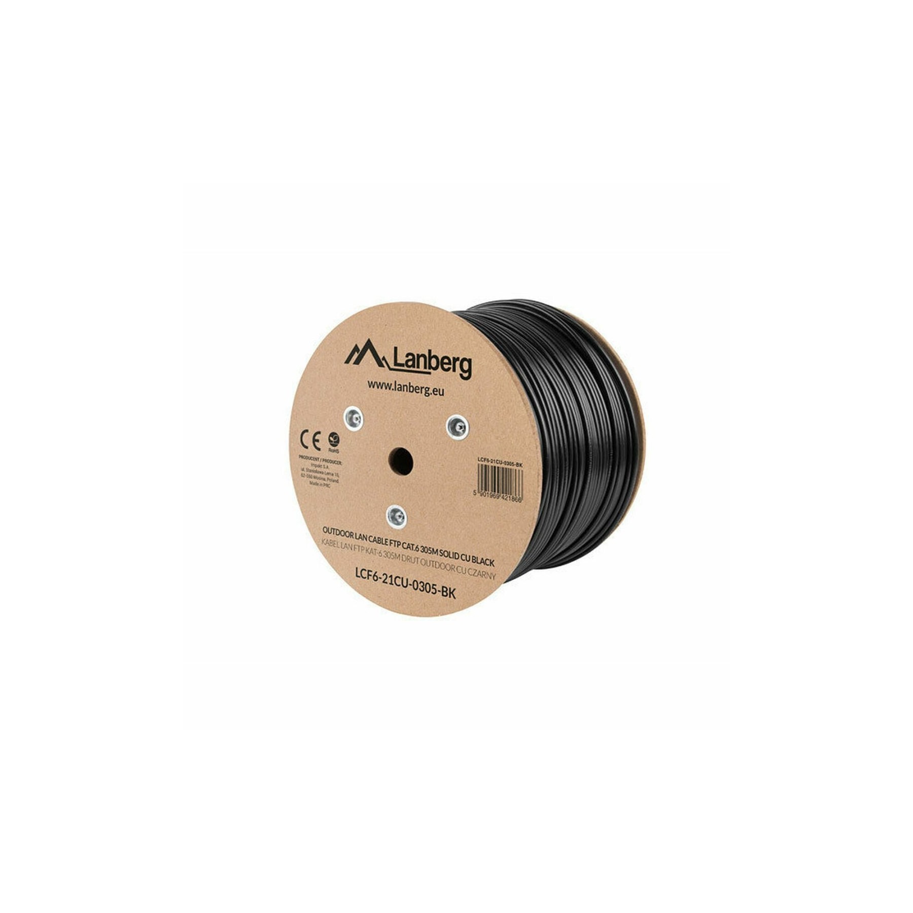 Bobina Para Exterior Lanberg Cat.6 Ftp Rj45 Solido Cobre Flu