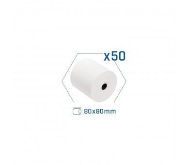 Pack 50 Rollos Papel Térmico Sin Bpa 80X80Mm