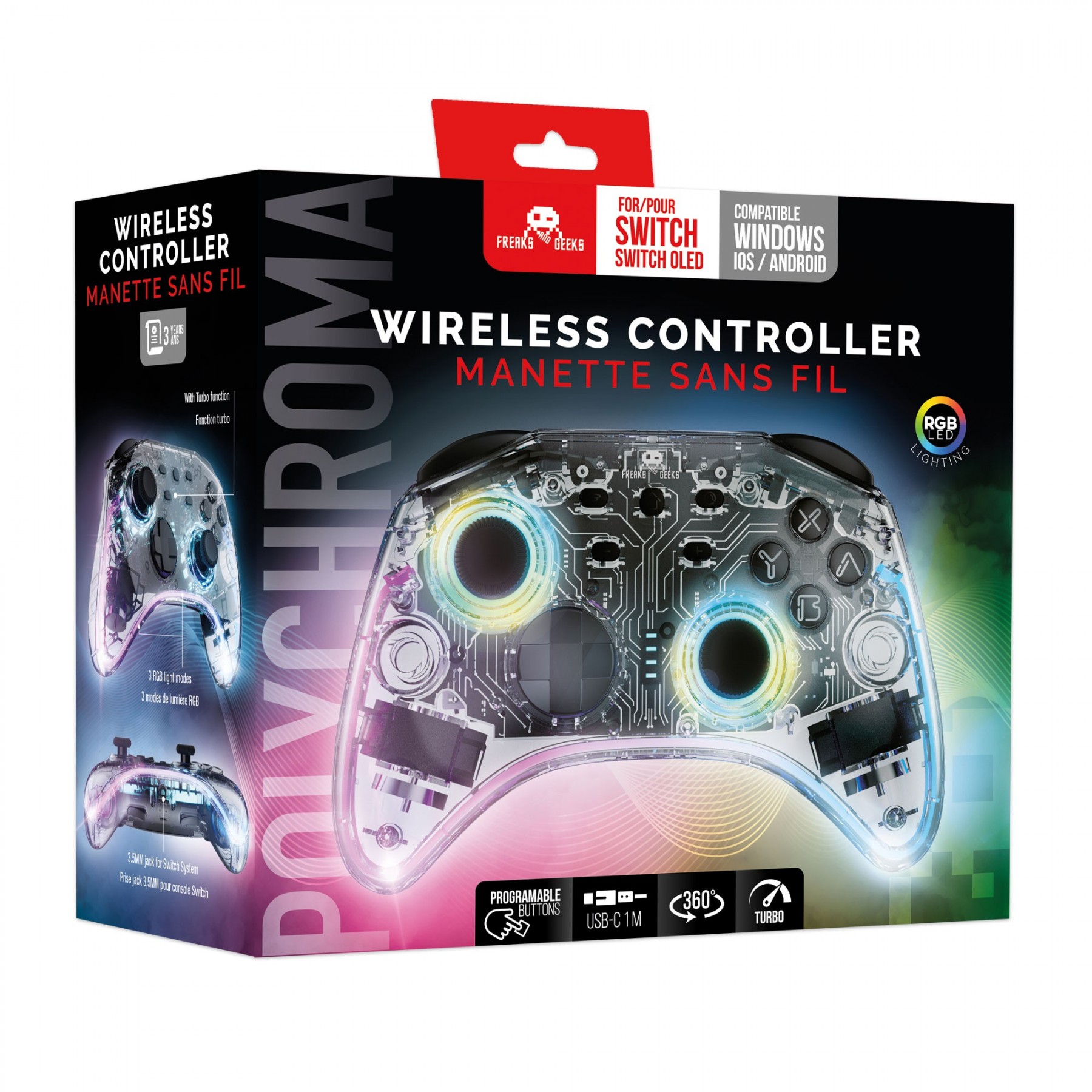 Wireless Controller Transparente con LED Freaks & Geeks Swit Wireless Controller Transparente con LED Freaks & Geeks Swit