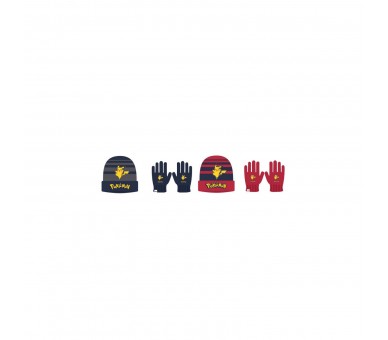 Set Gorro Y Guantes Pikachu Pokemon Infantil Surtido 6 Unida