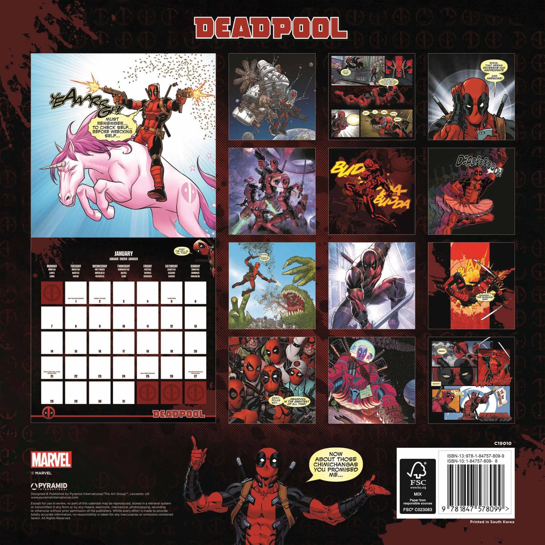 Deadpool Calendario 2019 Deadpool Calendario 2019