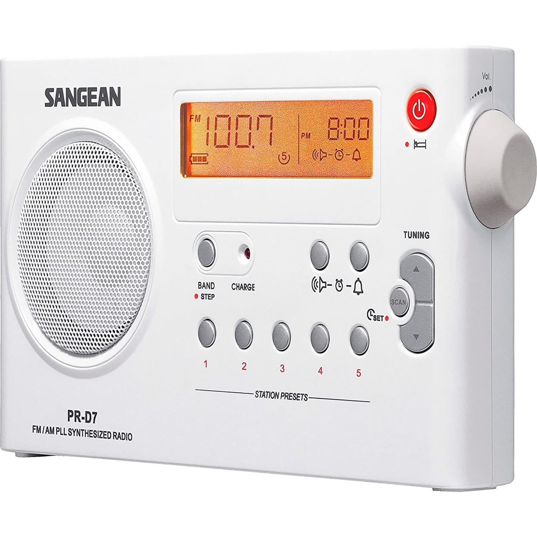 Sangean Pr-D7 Blanco / Radio Despertador Portátil