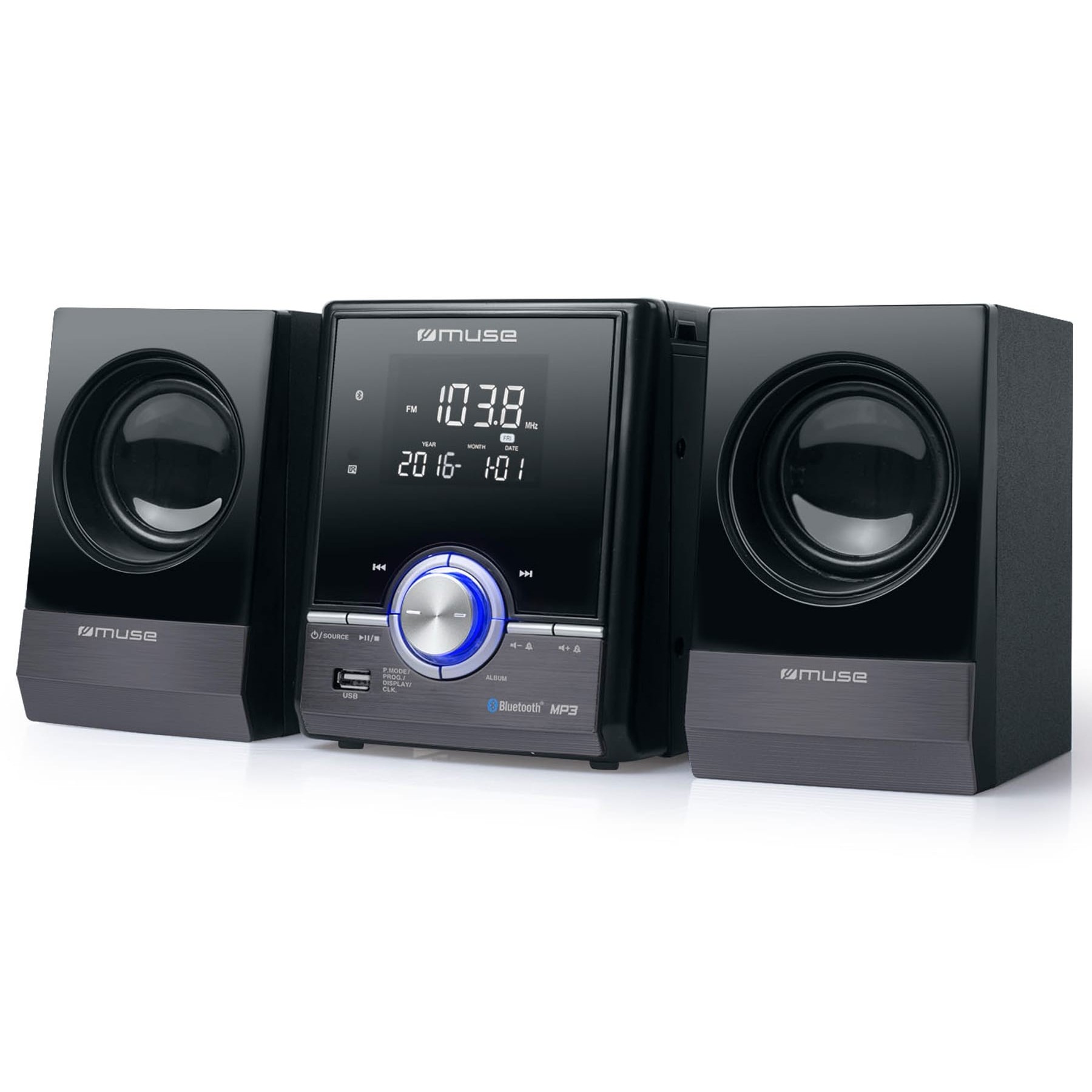 Muse M-38 Bt Black / Microcadena 20W Con Altavoces