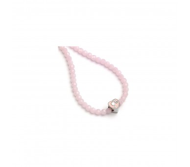 Collar Con Perlas Rosas Con Silueta De Barbie En Abalorio De