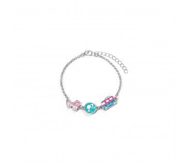 Pulsera De Tres Divertidos Abalorios Esmaltados Patín, Silue