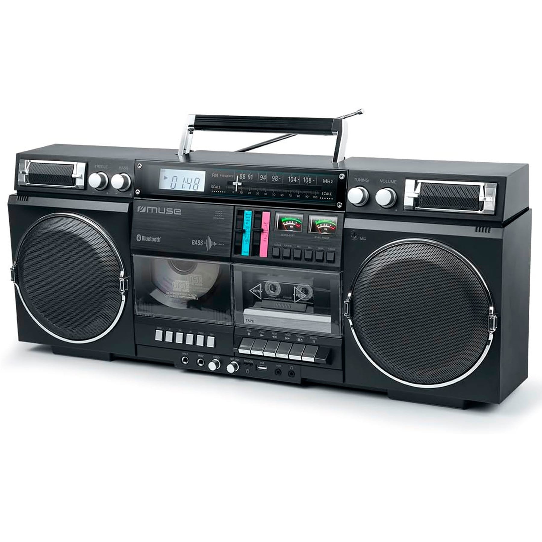Muse M-380 Gb Black / Radio K7 Y Cd Portátil