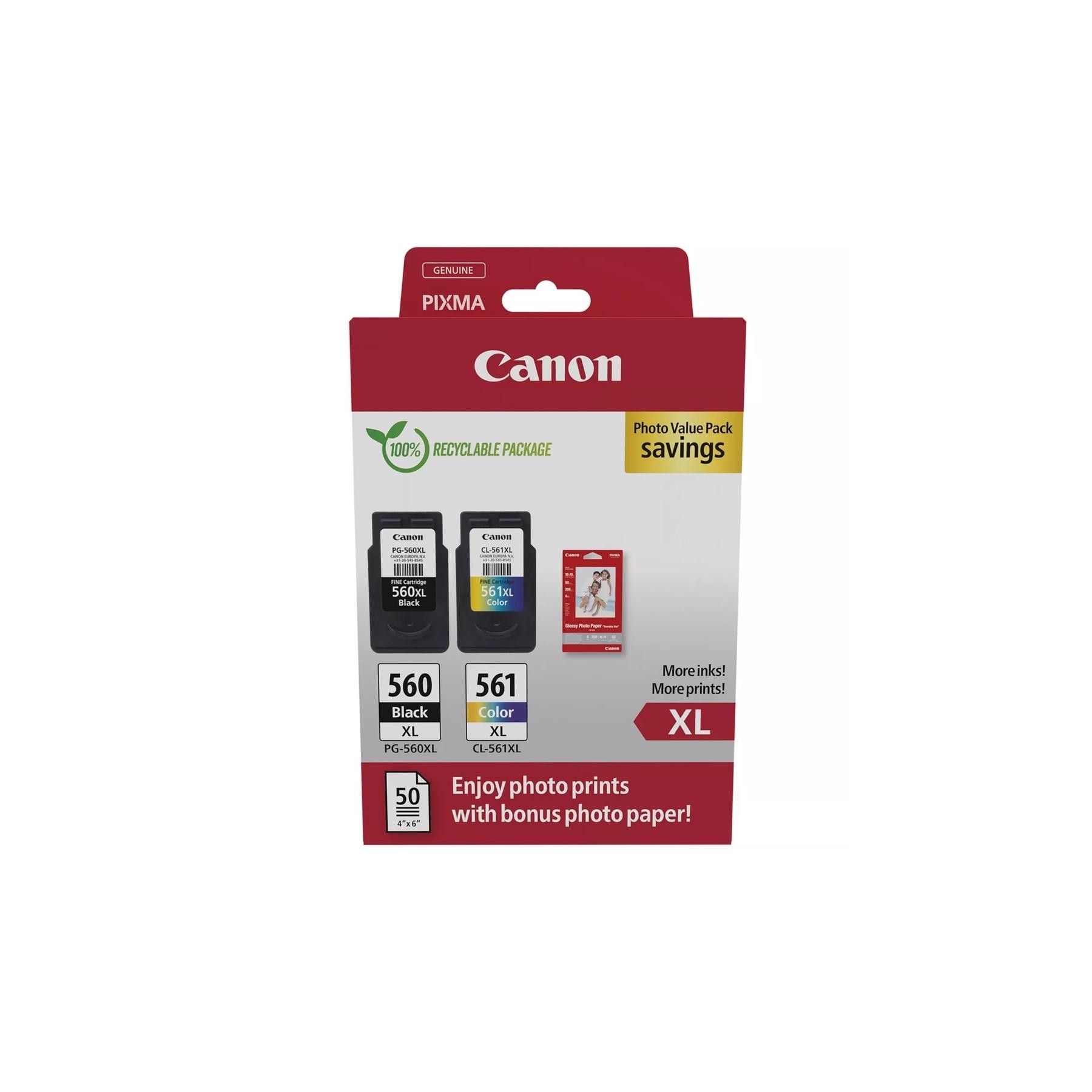 Multipack Canon Pg - 560Xl Negro - Cl - 561Xl Multicolor + 5