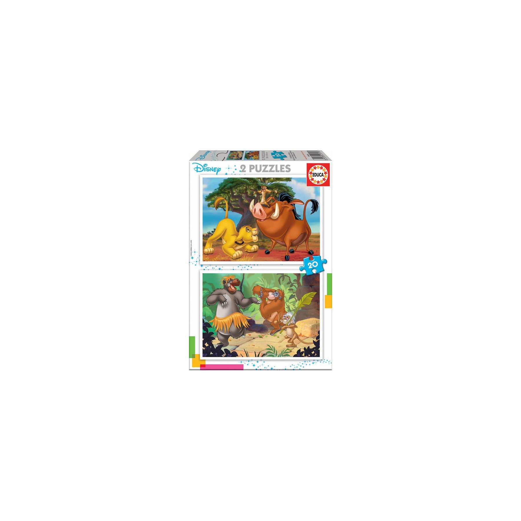 Puzzle Rey Leon + El Libro De La Selva Animals Disney 2X20Pz