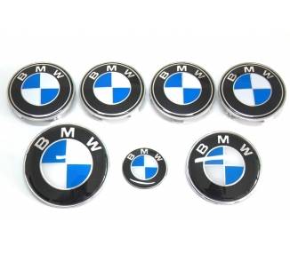 Kit 7 Insignias BMW , Azul Y Blanco , Capo & Maletero & Ruedas & Volante