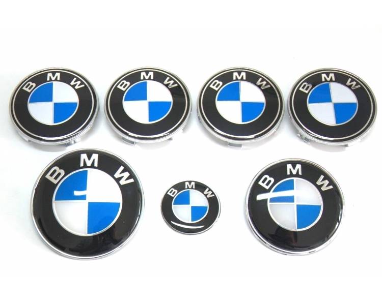 Kit 7 Insignias Azul Y Blanco Capo Maletero Ruedas Volante Compatibles para BMW